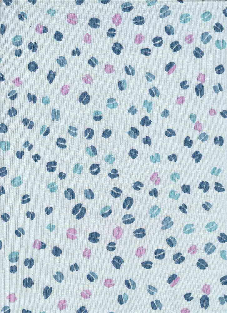 KNT4114-MS10202 / BLUE LT/LAVENDER / 87%POLY 13%PAN 2X1 YUMMY RIB COVERSATIONAL PRINT