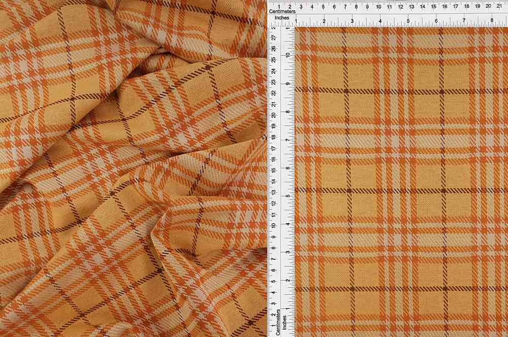 KNT4125 / ORANGE/RUST / 96%POLY 4%SPAN KNIT JACQUARD PLAID