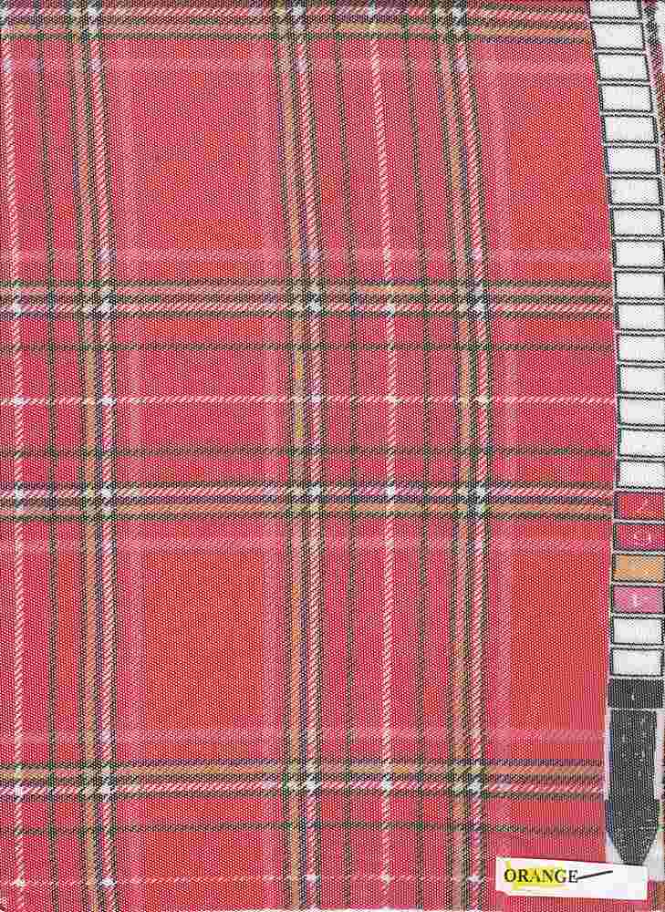 MESH-Q10125 / ORANGE / 90%POLY 10%SPAN MESH PLAID PRINT