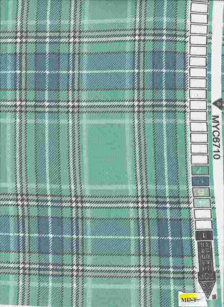 MESH-Q10125 / MINT / 90%POLY 10%SPAN MESH PLAID PRINT