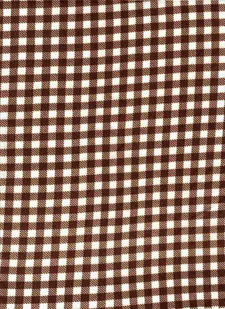 KNT3971-DU918 / COCO BROWN / 95%POLY 5%SPAN TECHNO CREPE GINGHAM PRINT