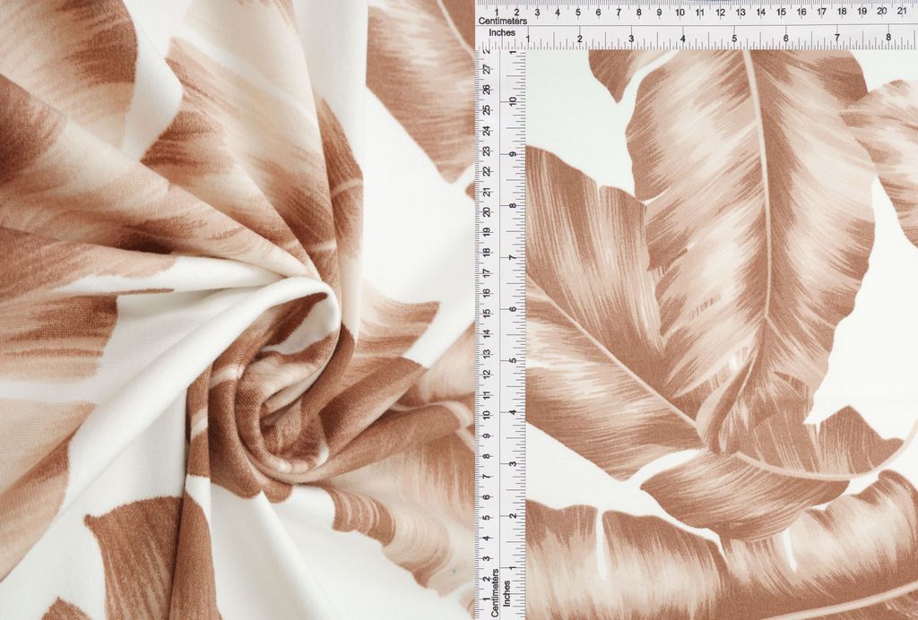 KNT2100-Q01212 / TAUPE / 96%POLY 4%SPAN DTY BRUSHED TROPICAL PRINT
