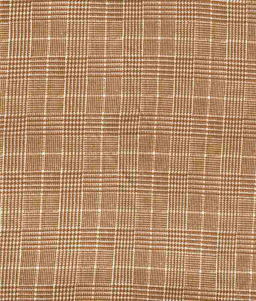 KNT3971-CW61 / CAMEL / 95%POLY 5%SPAN TECHNO CREPE PLAID PRINT