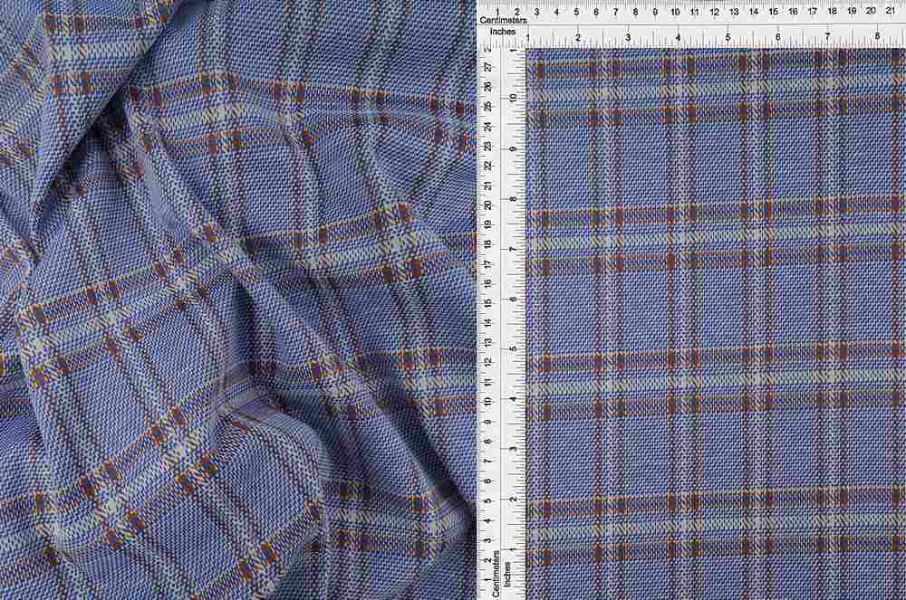KNT4411 / BLUE / 96%POLY 4%SPAN KNIT JACQUARD PLAID