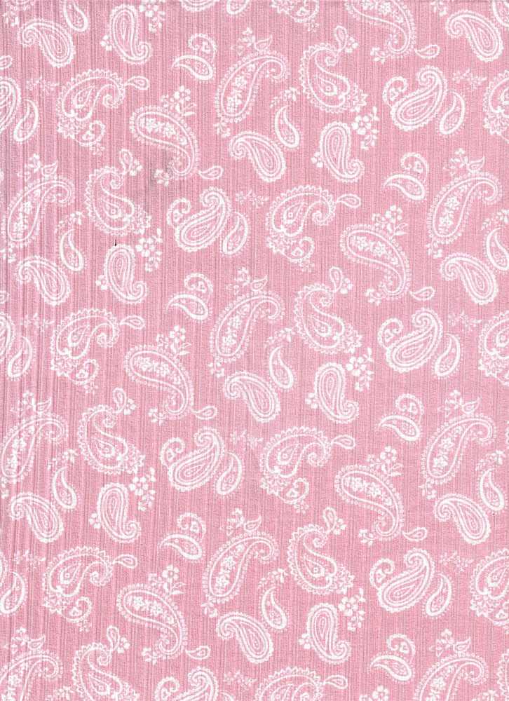 KNT4135-MS01217 / PINK / 87%POLY 13%SPAN 8X3 YUMMY RIB PAISLEY PRINT