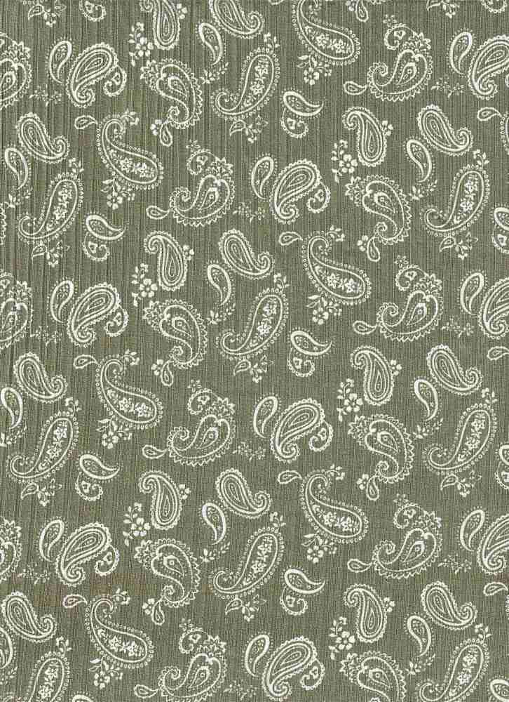 KNT4135-MS01217 / OLIVE VINTAGE / 87%POLY 13%SPAN 8X3 YUMMY RIB PAISLEY PRINT