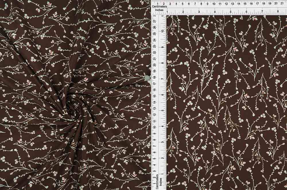KNT2100-Q90913 / BROWN / 96%POLY 4%SPAN DTY BRUSHED DITSY FLORAL PRINT