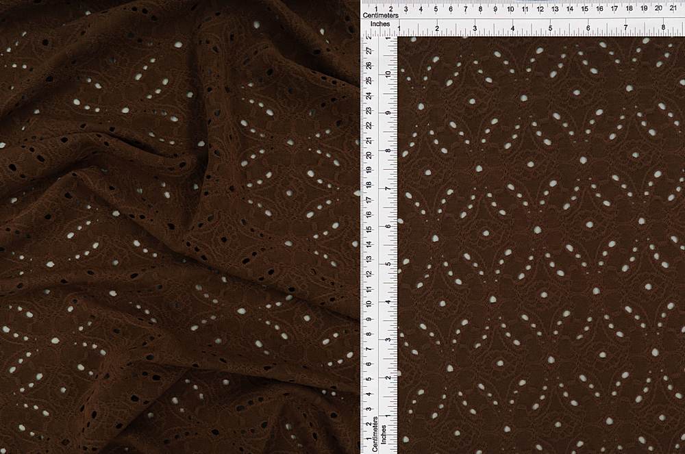 KNT4186 / BROWN COCO / 95%POLY 5%SPAN DTY KNIT JACQUARD EYELET