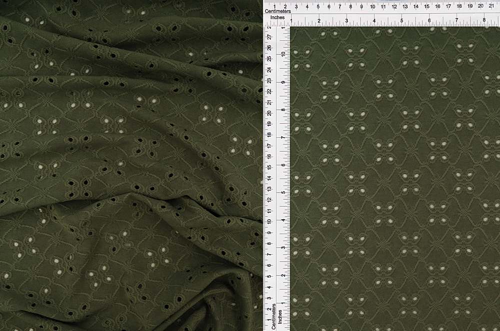 KNT4187 / OLIVE VINTAGE / 97%POLY 3%SPAN DTY KNIT JACQUARD EYELET