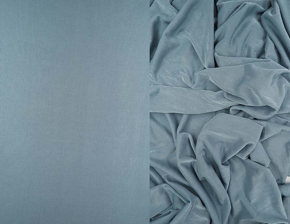 KNT3963 / CHAMBRAY / 91%POLY 9%SPAN SLINKY RIB 1X1 SOLID