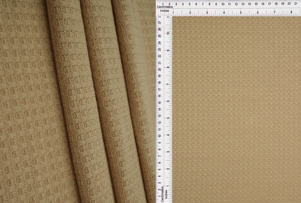 KNT3634 / KHAKI / 89%POLY 9%RAYON 2%SPAN WAFFLE SOLID