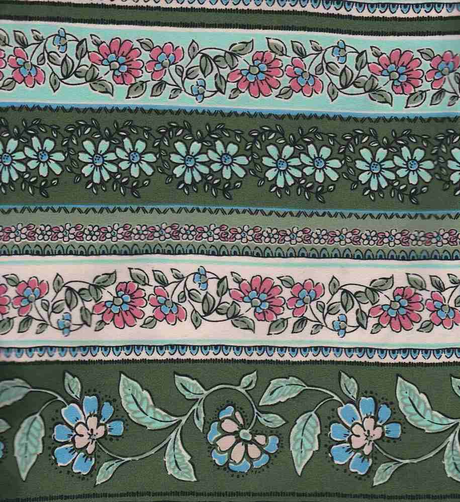 KNT2100-Q10112 / OLIVE / 96%POLY 4%SPAN DTY BRUSHED BOHO PRINT