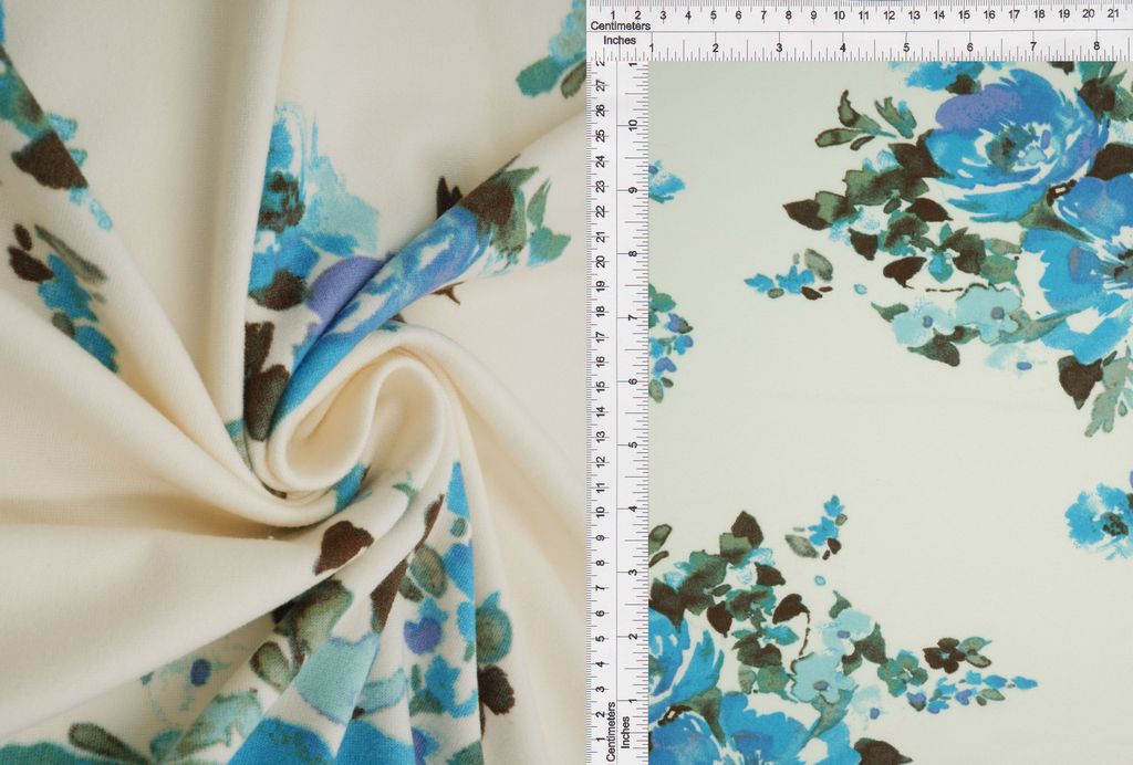KNT2100-Q10218 / IVORY / 96%POLY 4%SPAN DTY BRUSHED FLORAL PRINT