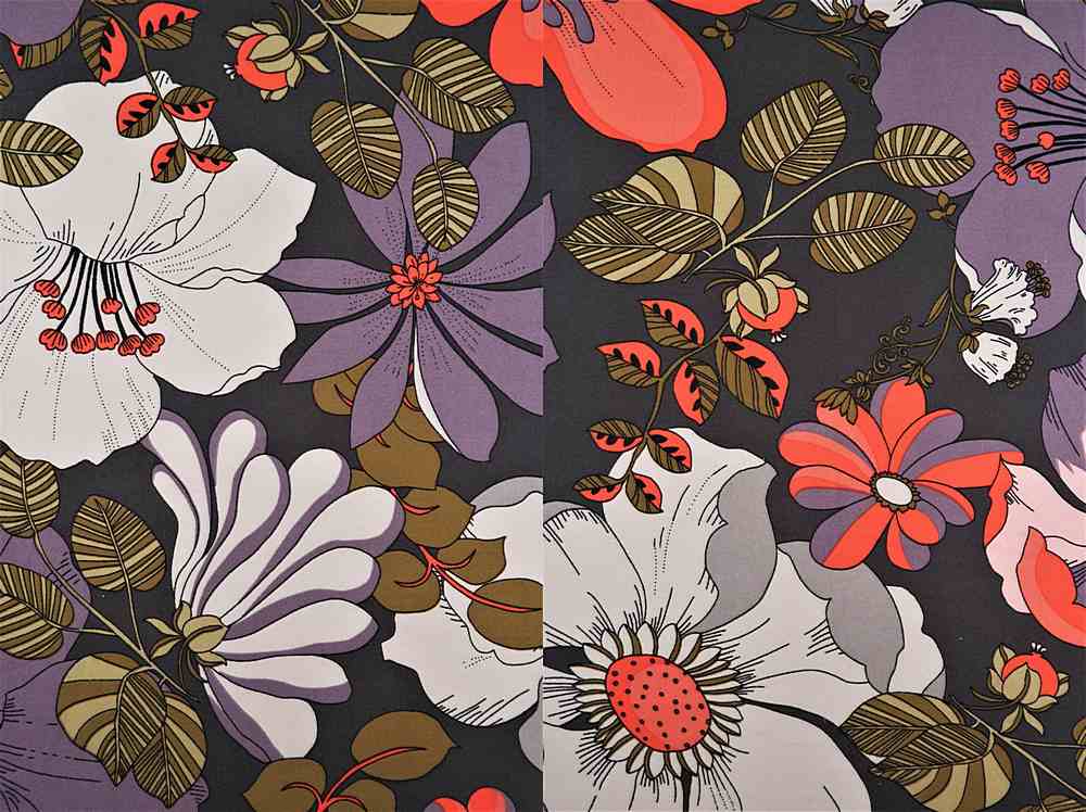 KNT2100-Q10216 / CHARCOAL / 96% POLY 4% SPAN DTY BRUSHED  FLORAL PRINT