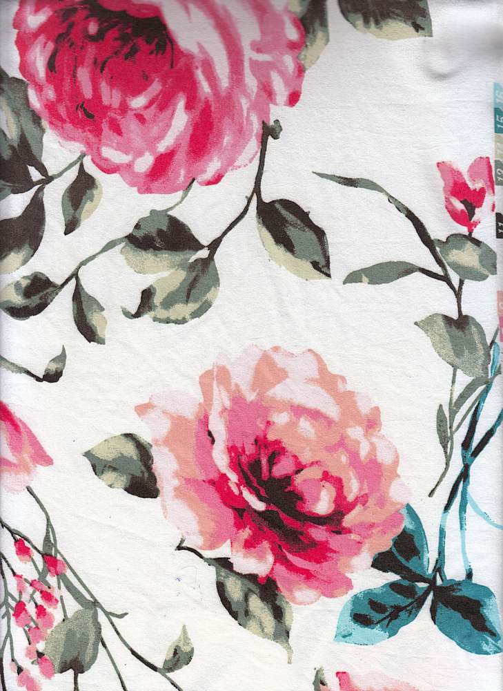 KNT2100-Q10219 / IVORY / 96% POLY 4% SPAN DTY BRUSHED FLORAL PRINT