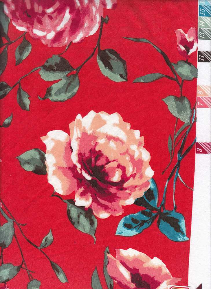 KNT2100-Q10219 / ORANGE / 96% POLY 4% SPAN DTY BRUSHED FLORAL PRINT