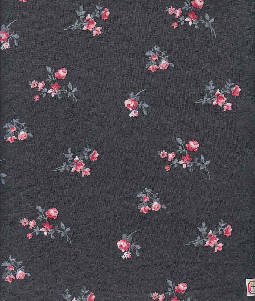 KNT2100-Q10221 / CHARCOAL / 96%POLY 4%SPAN DTY BRUSHED DITSY PRINT