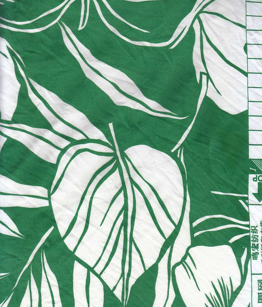KNT2100-Q10220 / GREEN / 96% POLY 4% SPAN DTY BRUSHED TROPICAL PRINT