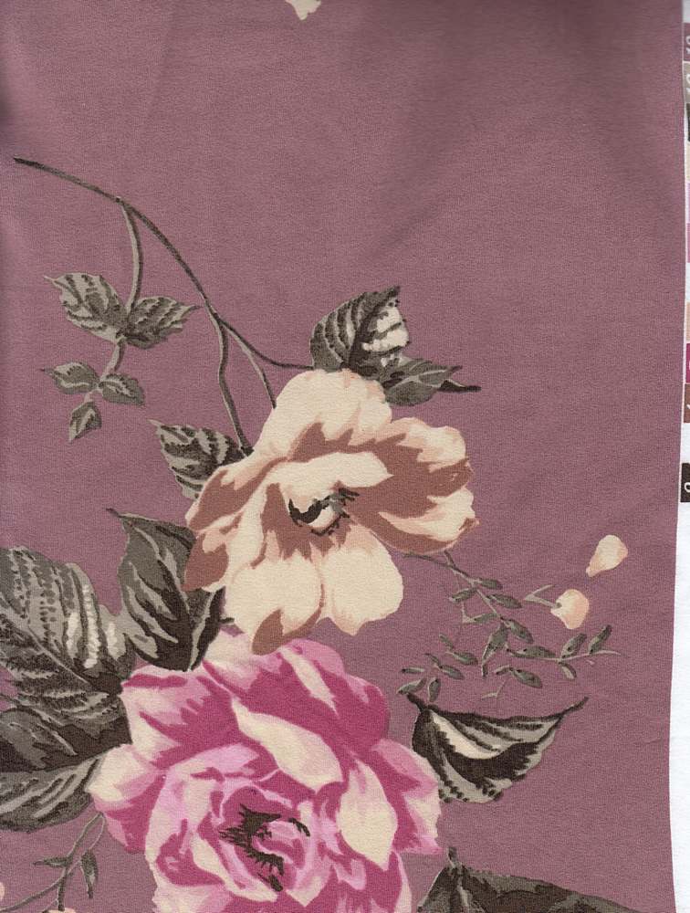 KNT2100-Q01215 / MAUVE / 96% Poly 4% Span DTY Brushed Floral Print