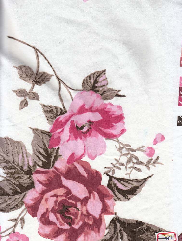 KNT2100-Q01215 / IVORY / 96% Poly 4% Span DTY Brushed Floral Print