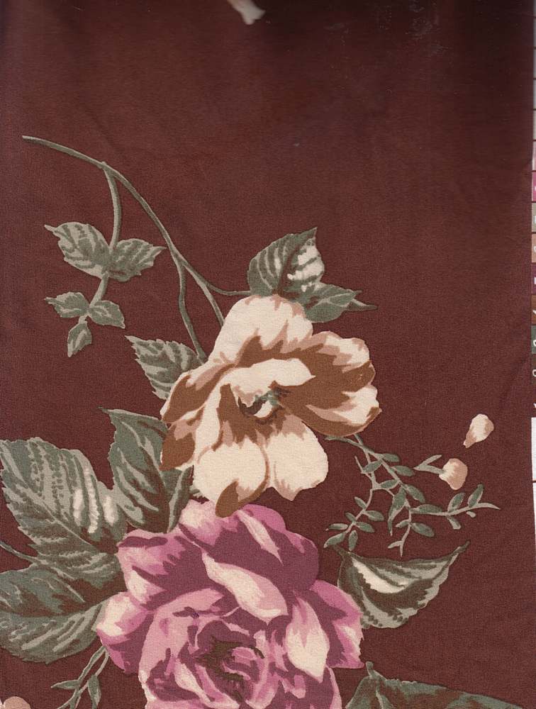 KNT2100-Q01215 / RUST / 96% Poly 4% Span DTY Brushed Floral Print