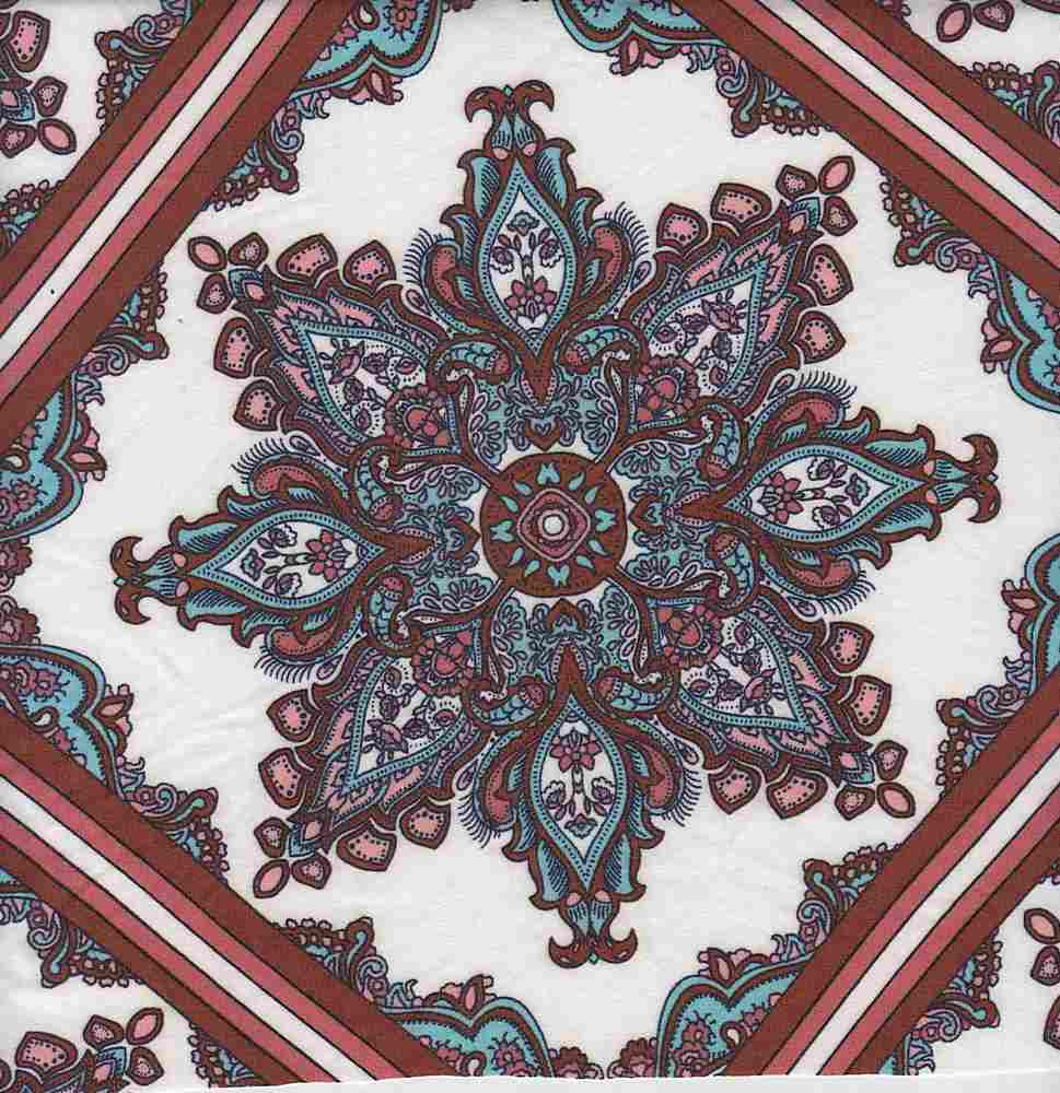 KNT2100-S205108 / MINT/RUST / 96%POLY 4%SPAN DTY BRUSHED BOHO PRINT