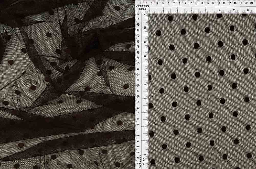 MESH-3698 / BROWN / 90%NYLON 10%SPAN POLKA DOT LACE/MESH SOLID