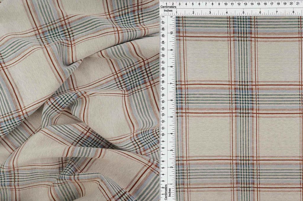 KNT4416 / BRICK / 94%POLY 4%SPAN DOUBLE KNIT JACQUARD PLAID