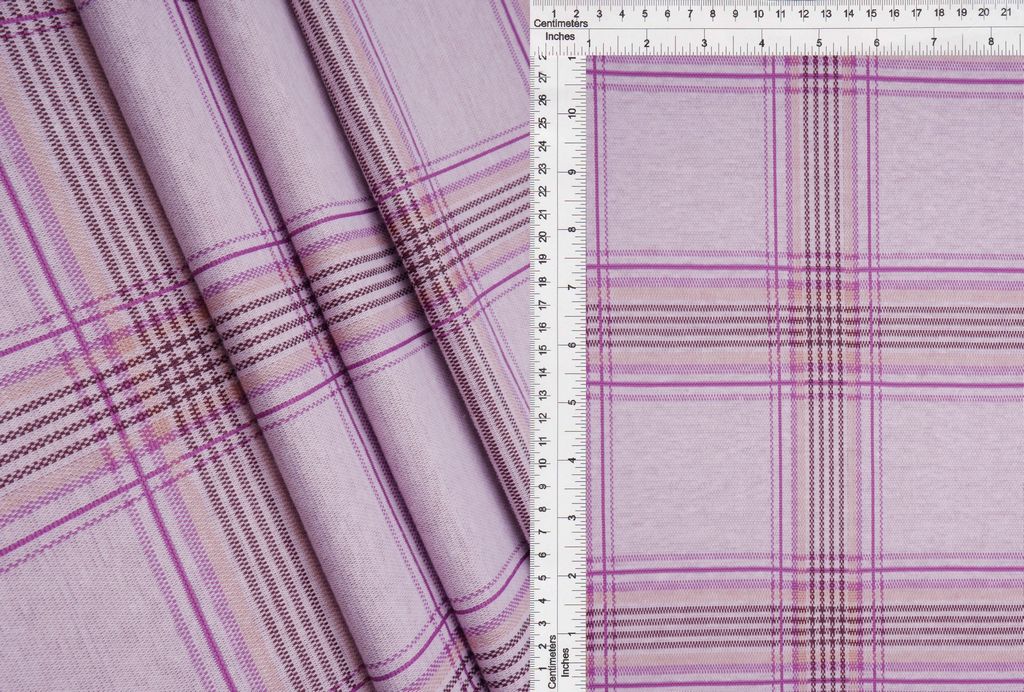 KNT4416 / MAGENTA / 84%POLY 13%RAY 3%SPAN DOUBLE KNIT JACQUARD PLAID