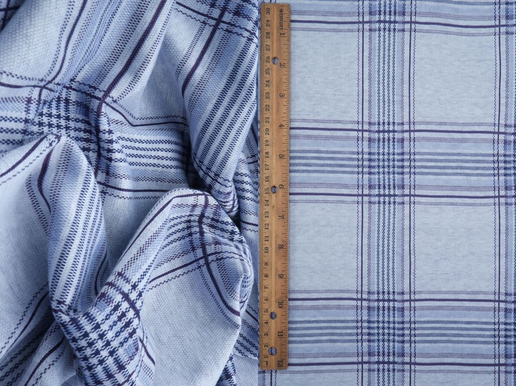 KNT4416 / NAVY / 84%POLY 13%RAY 3%SPAN DOUBLE KNIT JACQUARD PLAID
