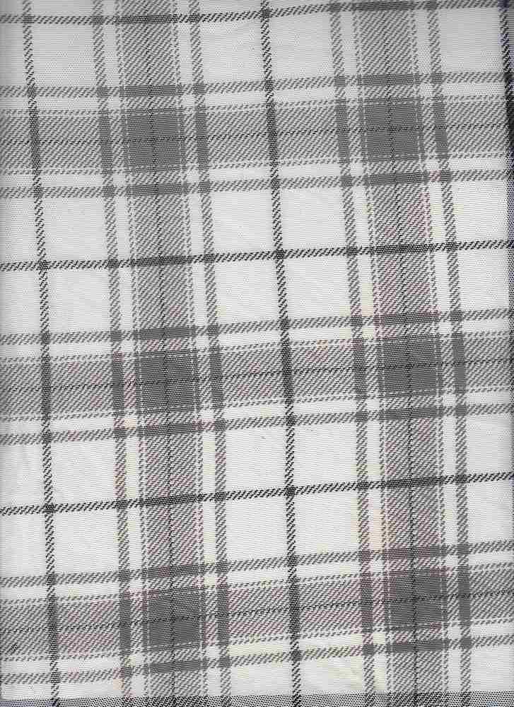 MESH-Q10130 / GREY / 90%POLY 10%SPAN MESH PLAID PRINT