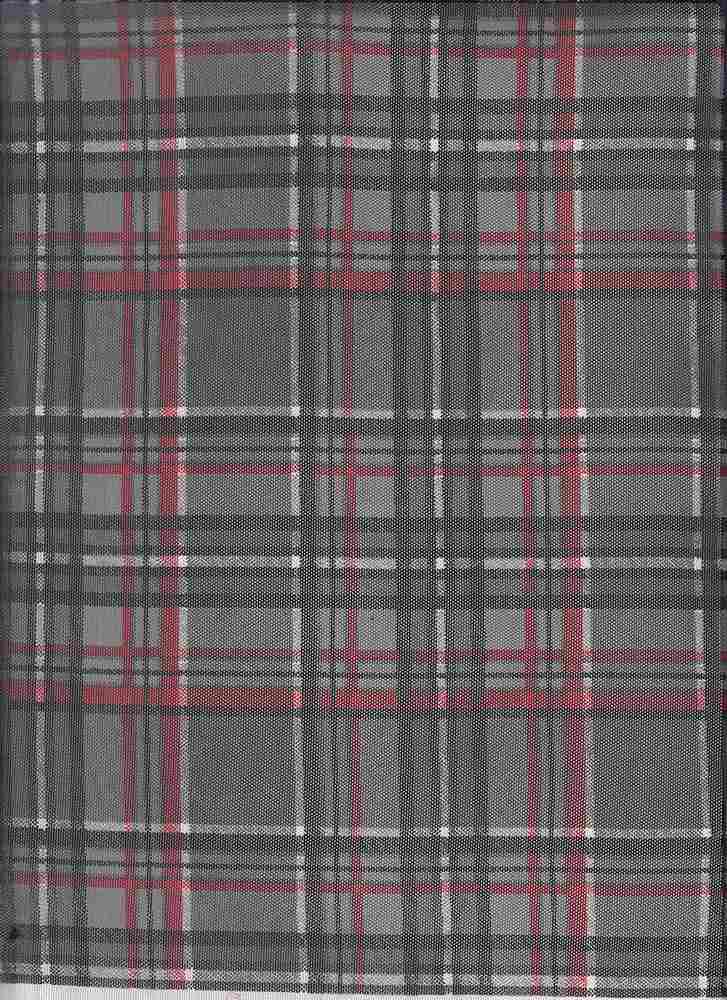 MESH-DU1110 / GREY / 90%POLY 10%SPAN MESH PLAID PRINT