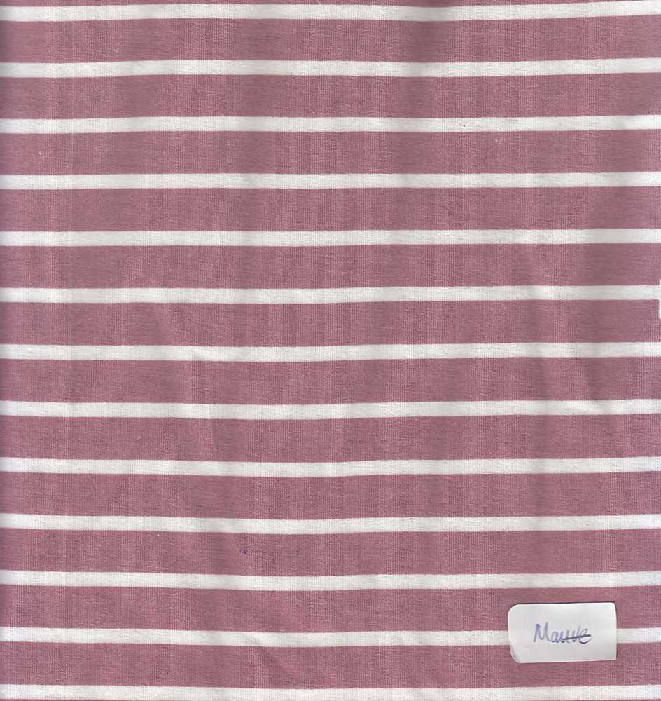 KNT1374-DU1265 / MAUVE / 90%POLY 7%RAYON 3%SPAN FRENCH TERRY H STRIPE PRINT
