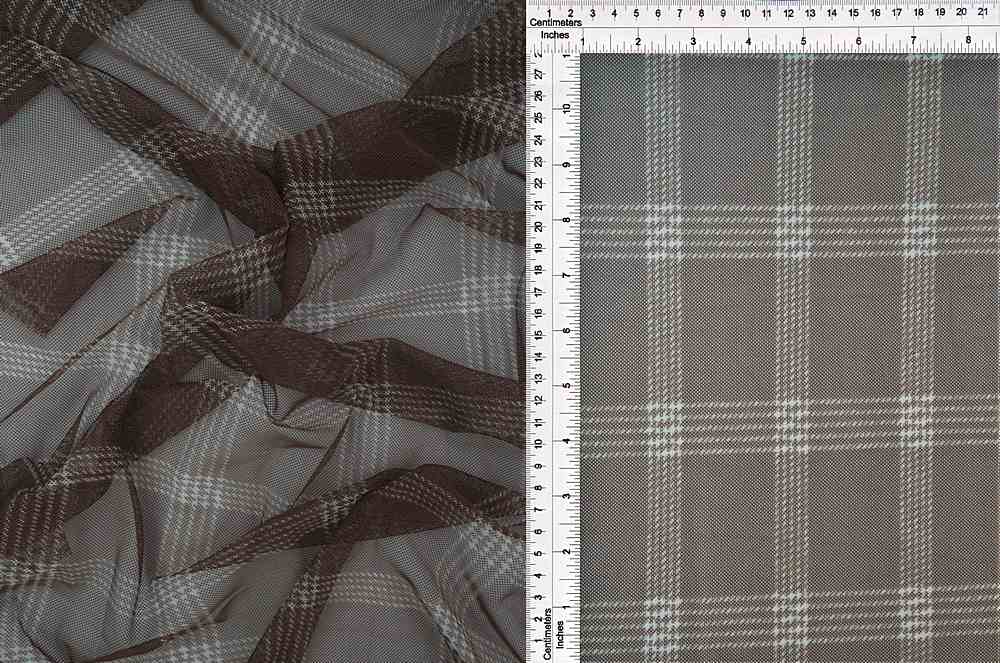 MESH-SE90460 / BROWN / 97%POLY 3%SPAN MESH PLAID PRINT