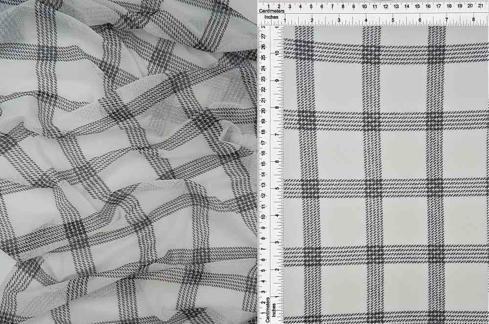 MESH-SE90460 / IVORY / 97%POLY 3%SPAN MESH PLAID PRINT