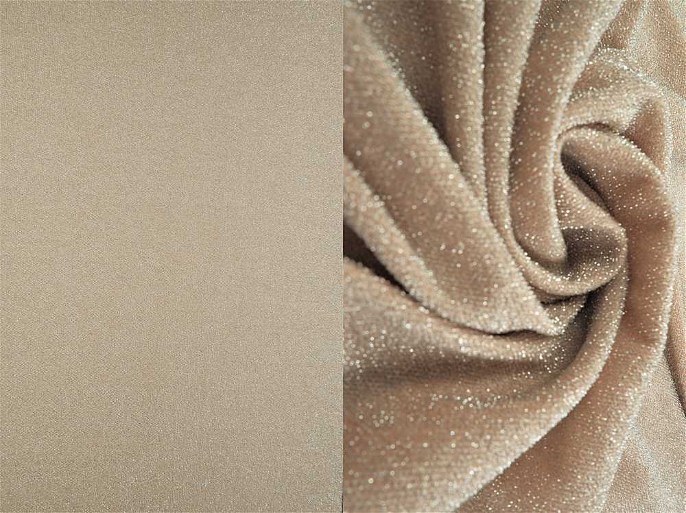 KNT4112 / CHAMPAGNE/SILVER / 81%POLY 14%LUREX 5%SPAN P/SP JERSEY W/ LUREX