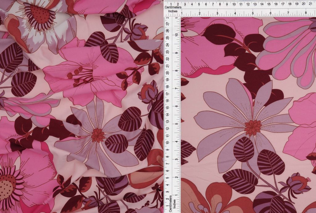 KNT2100-Q10216 / BLUSH / 96% POLY 4% SPAN DTY BRUSHED  FLORAL PRINT