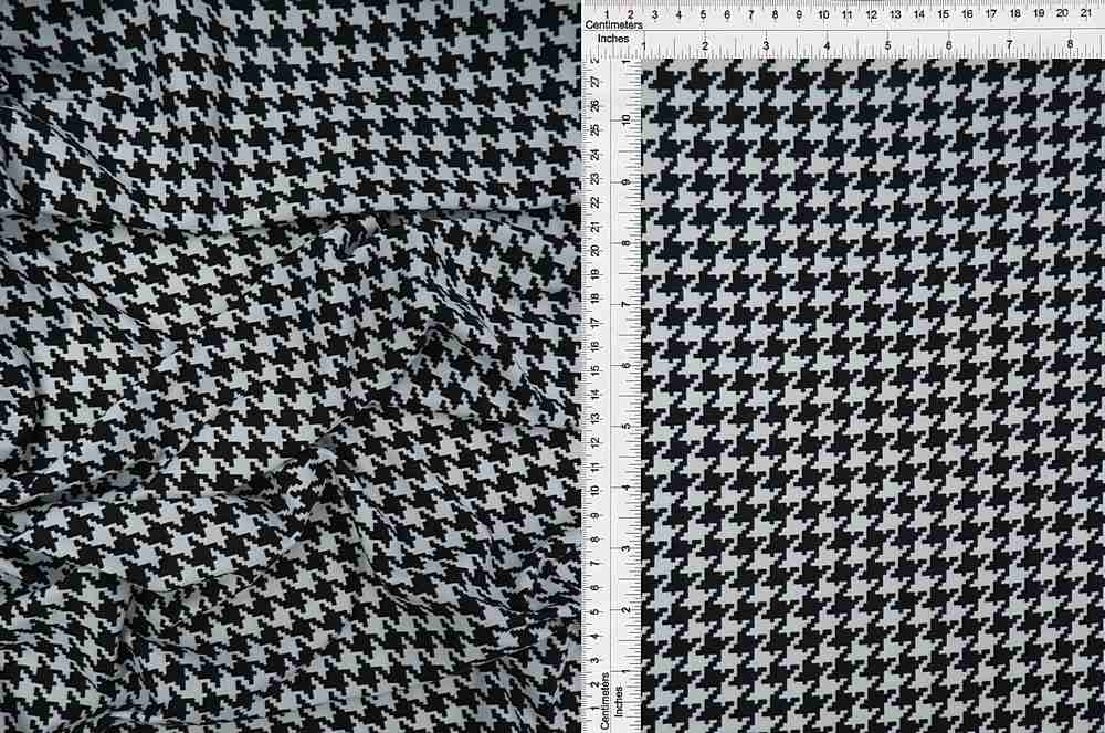 KNT2100-DU187 / BLACK / 96%POLY 4%SPAN DTY BRUSHED HOUNDSTOOTH PRINT