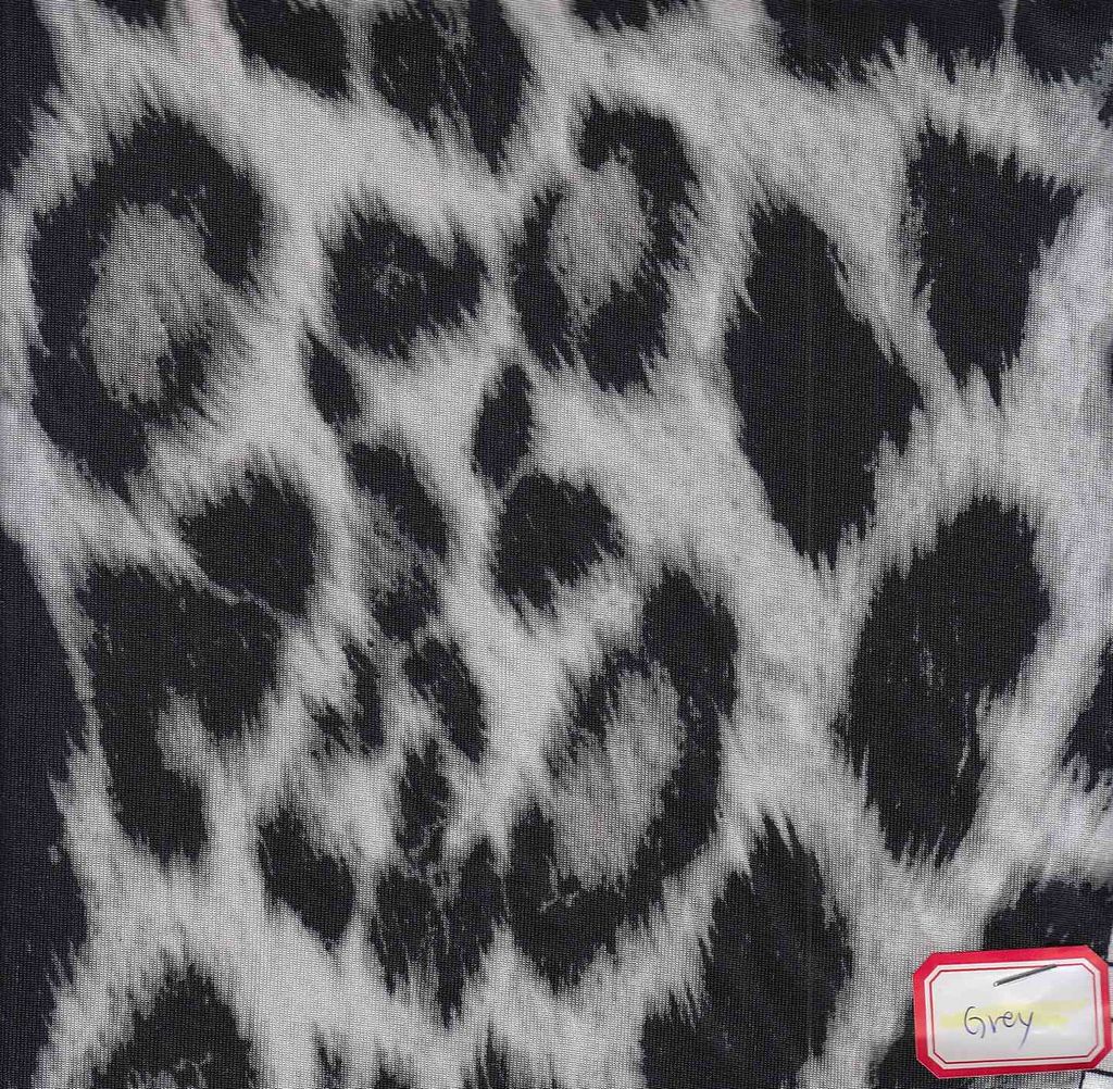 KNT3963-SE20350 / GREY / 91%POLY 9%SPAN SLINKY RIB 1X1 ANIMAL PRINT