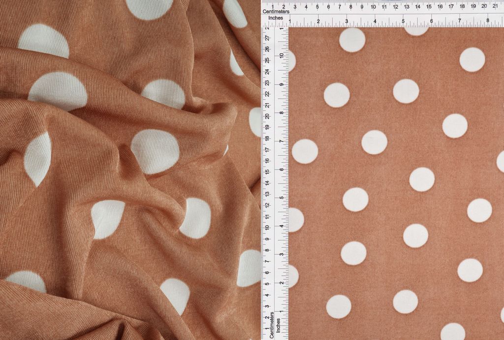KNT3963-DU1960 / TAUPE / 91%POLY 9%SPAN SLINKY RIB 1X1 POLKA DOTS