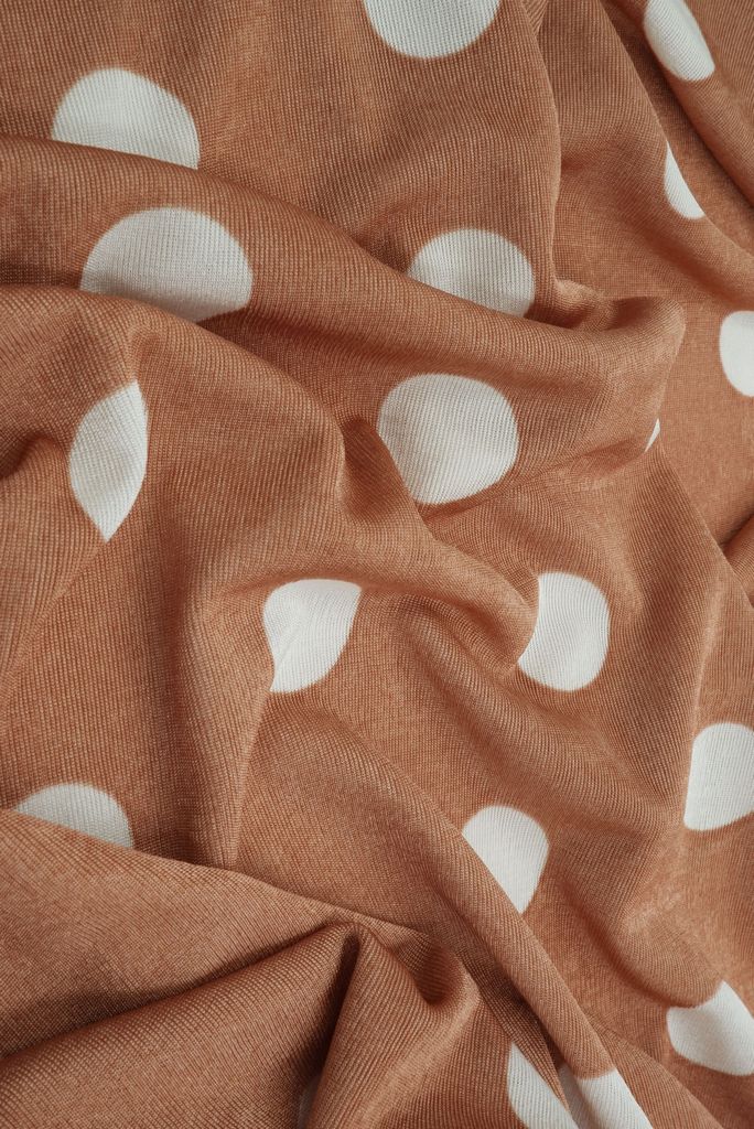 KNT3963-DU1960 / TAUPE / 91%POLY 9%SPAN SLINKY RIB 1X1 POLKA DOTS