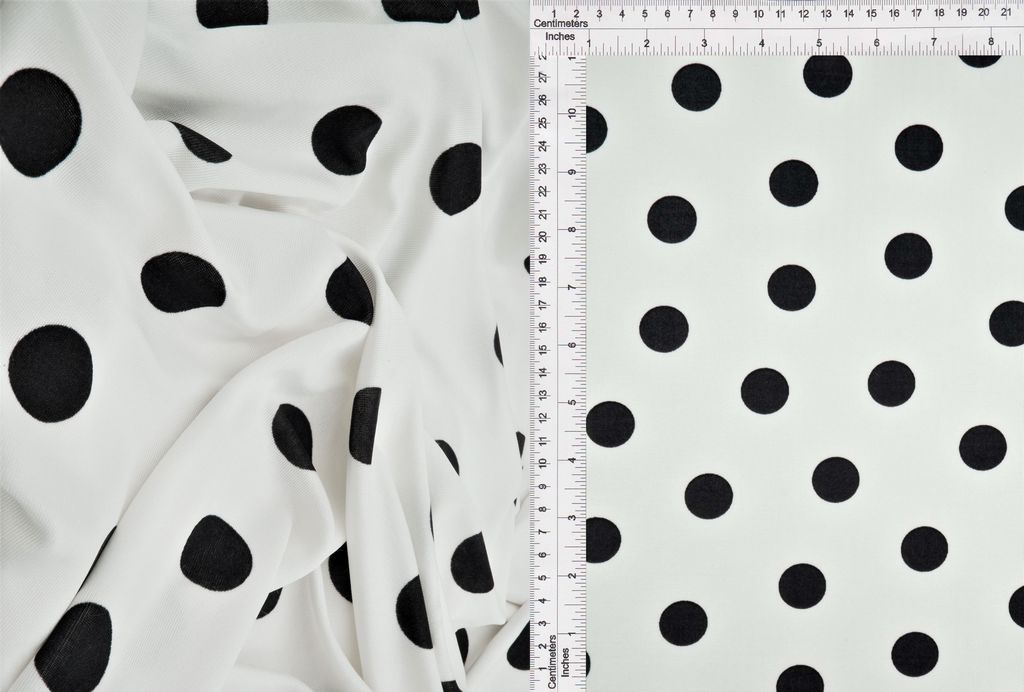 KNT3963-DU1960 / IVORY / 91%POLY 9%SPAN SLINKY RIB 1X1 POLKA DOTS