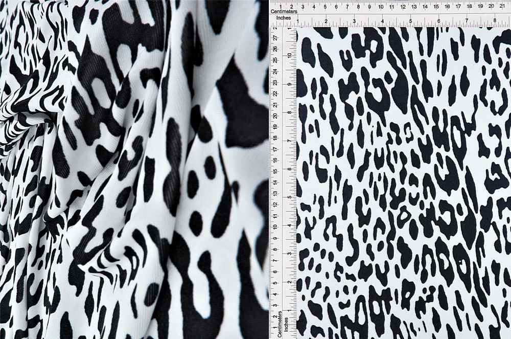 KNT3963-SE90664 / IVORY / 91%POLY 9%SPAN SLINKY RIB 1X1 ANIMAL PRINT