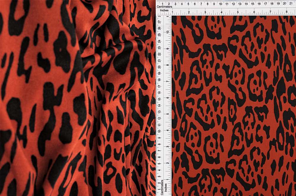 KNT3963-SE90664 / RUST / 91%POLY 9%SPAN SLINKY RIB 1X1 ANIMAL PRINT