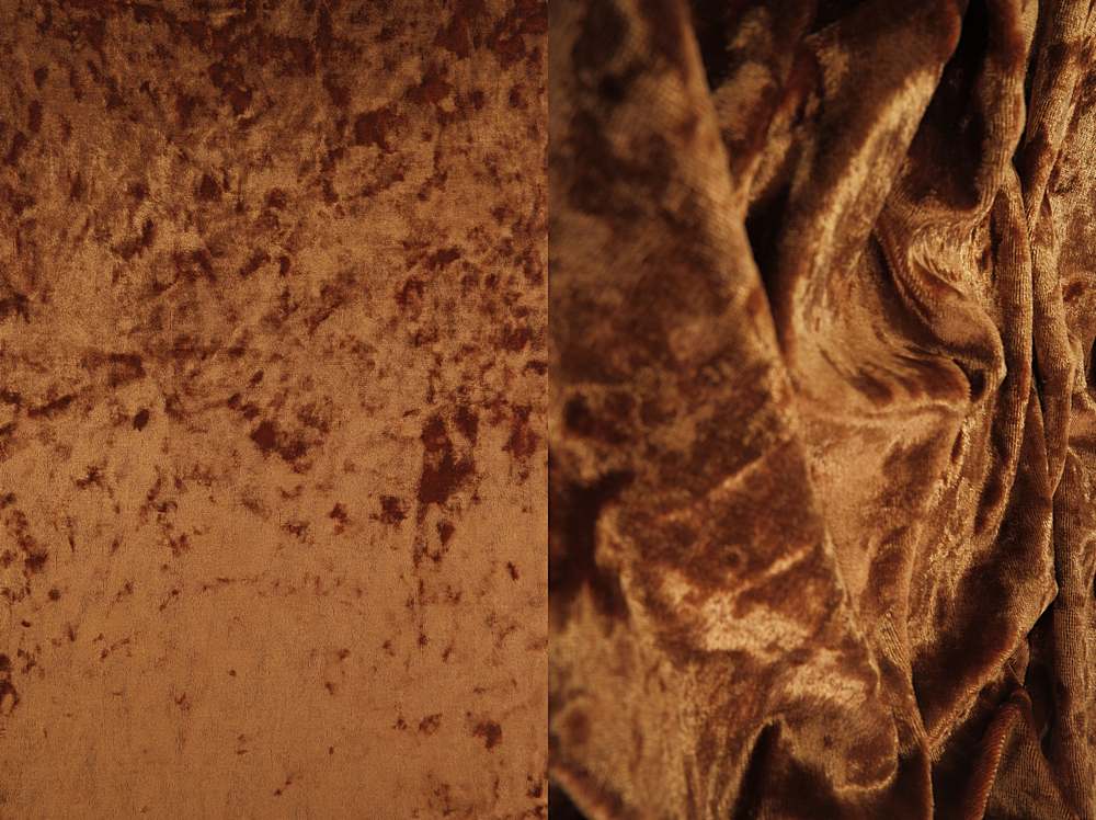 KNT3734 / CARAMEL DK / 97%POLY 3%SPAN CRUSHED VELVET SOLID