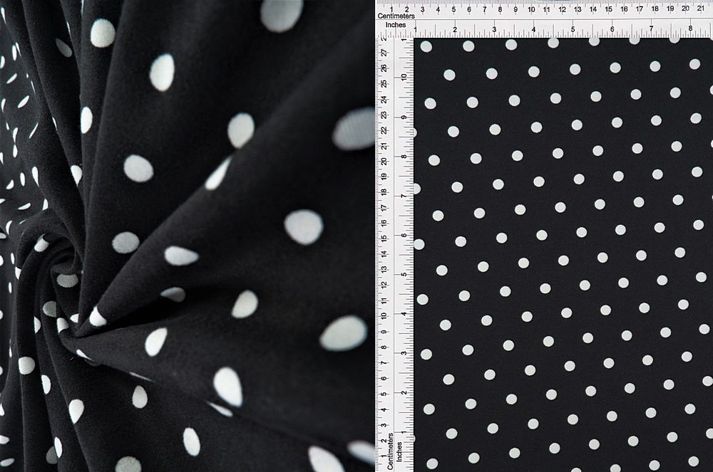 KNT2100-DU298 / BLACK / 96%POLY 4%SPAN DTY BRUSHED POLKA DOTS PRINT