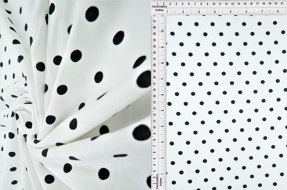 KNT2100-DU298 / IVORY / 96%POLY 4%SPAN DTY BRUSHED POLKA DOTS PRINT