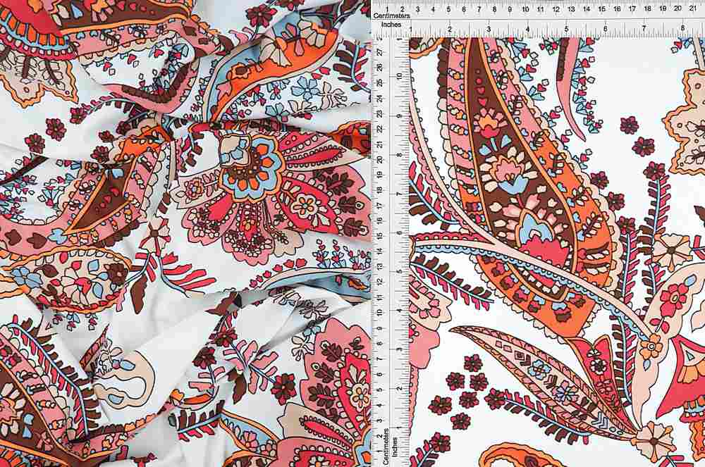KNT1389-Q10504 / IVORY / 96%POLY 4%SPAN DTY PAISLEY PRINT