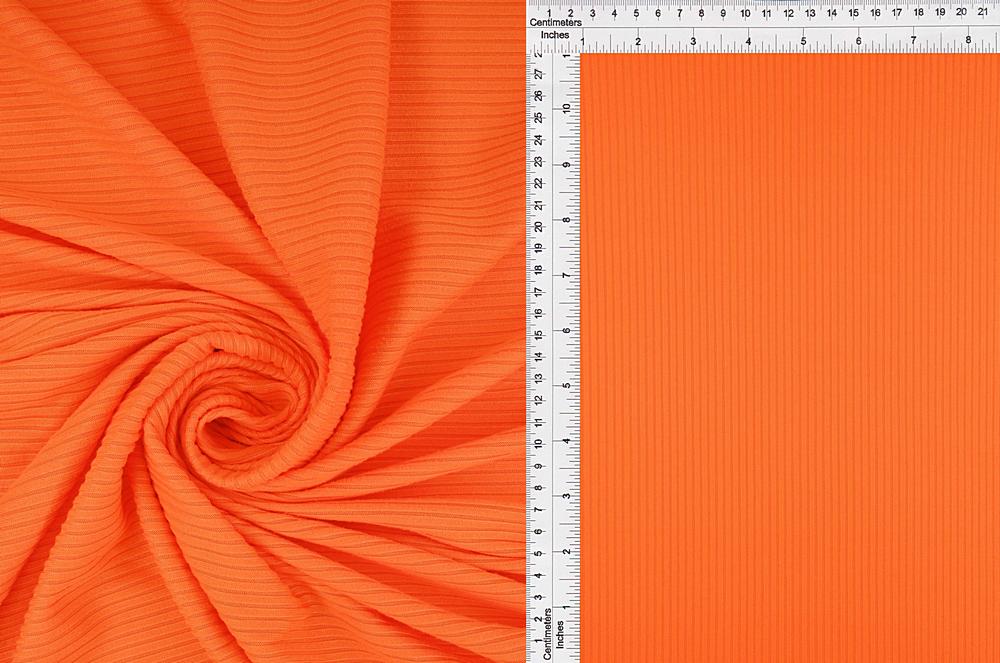 KNT4151 / ORANGE BRIGHT / 87%POLY 13%SPAN 4X2 YUMMY RIB SOLID