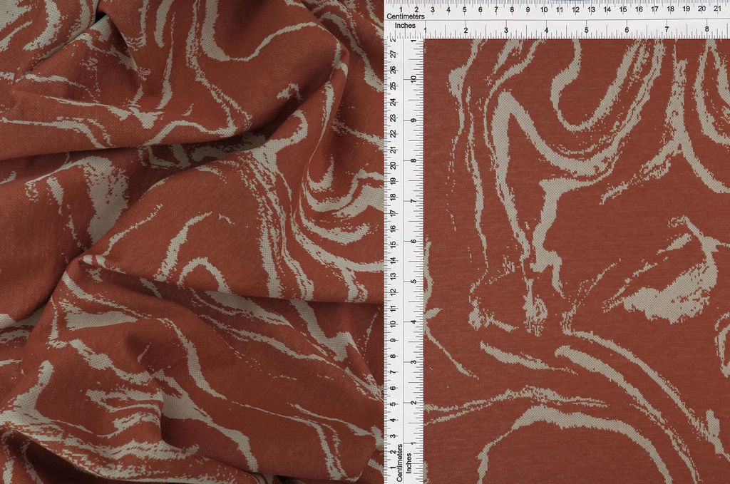 KNT4439 / RUST / 97%POLY 3%SPAN DOUBLE KNIT JACQUARD MARBLE